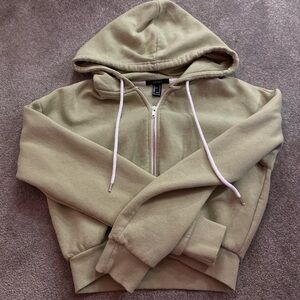 Olive Green Zip-Up Hoodie